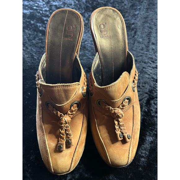 Cole Haan Nike Air G Series Leather Heeled Mules Size 10 Brown Comfort Chic Boho - Picture 1 of 7